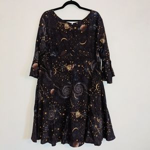 eShakti Constellation Print Crepe Empire Dress
